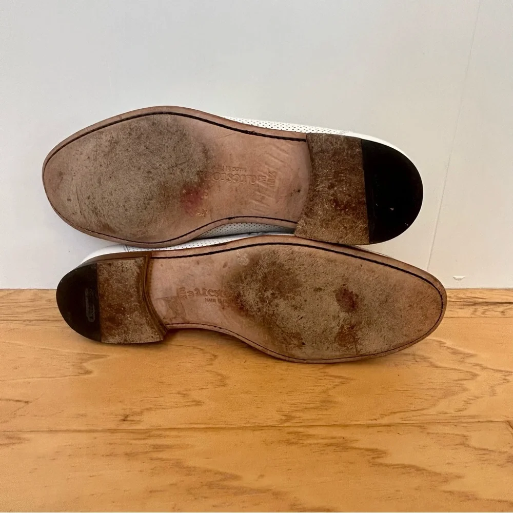 A. Testoni White Leather Perforated Mesh Slip On Loafer 10 1/2 Made in Italy